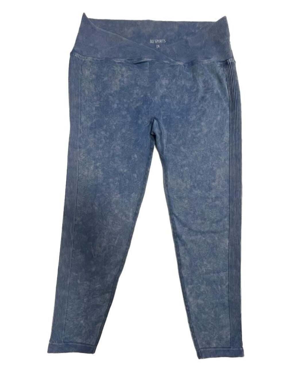 AQ Sports Seamless Scrunch Butt Crossover Waist Acid Wash Yoga Leggings